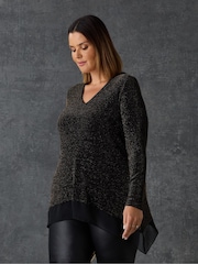 Live Unlimited Gold Curve Sparkle Jersey Hanky Hem Tunic - Image 6 of 7