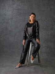Live Unlimited Curve Pailletten-Chiffon-Top mit Saum - Bild 1 von 2