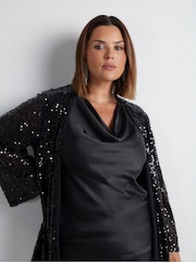 Live Unlimited Black Curve Sequin Kimono - Image 3 of 4