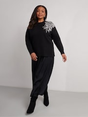 Live Unlimited Black Curve Embellished Jumper - Image 1 of 7