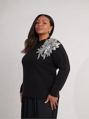 Live Unlimited Black Curve Embellished Jumper - Image 4 of 7
