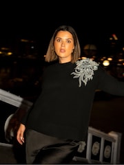 Live Unlimited Black Curve Embellished Jumper - Image 6 of 7