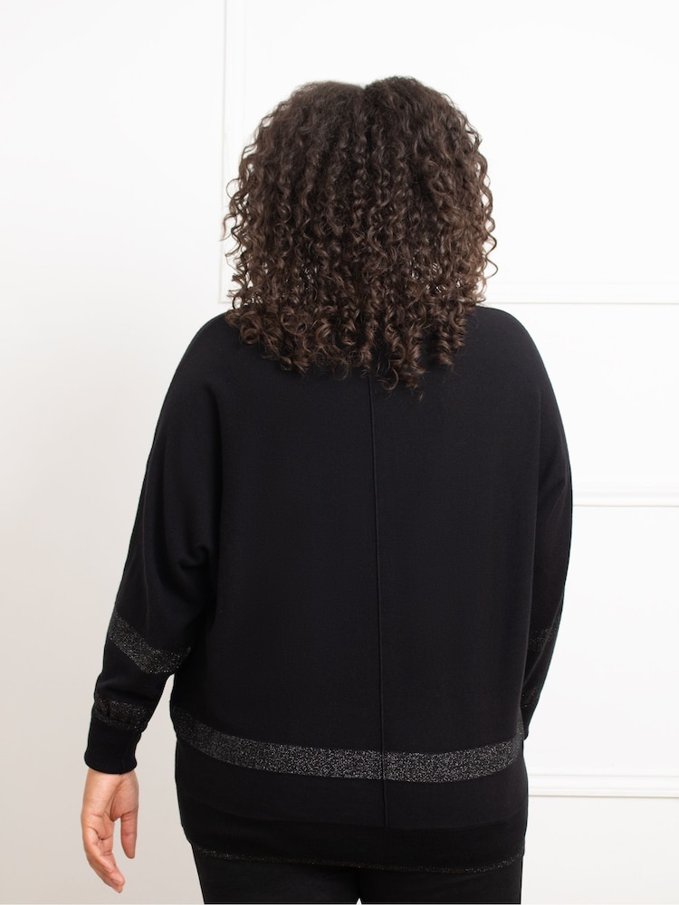 Live Unlimited Black Metallic Stripe Jumper - Image 2 of 4