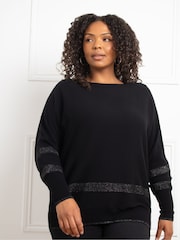 Live Unlimited Black Metallic Stripe Jumper - Image 3 of 4