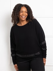 Live Unlimited Black Metallic Stripe Jumper - Image 4 of 4