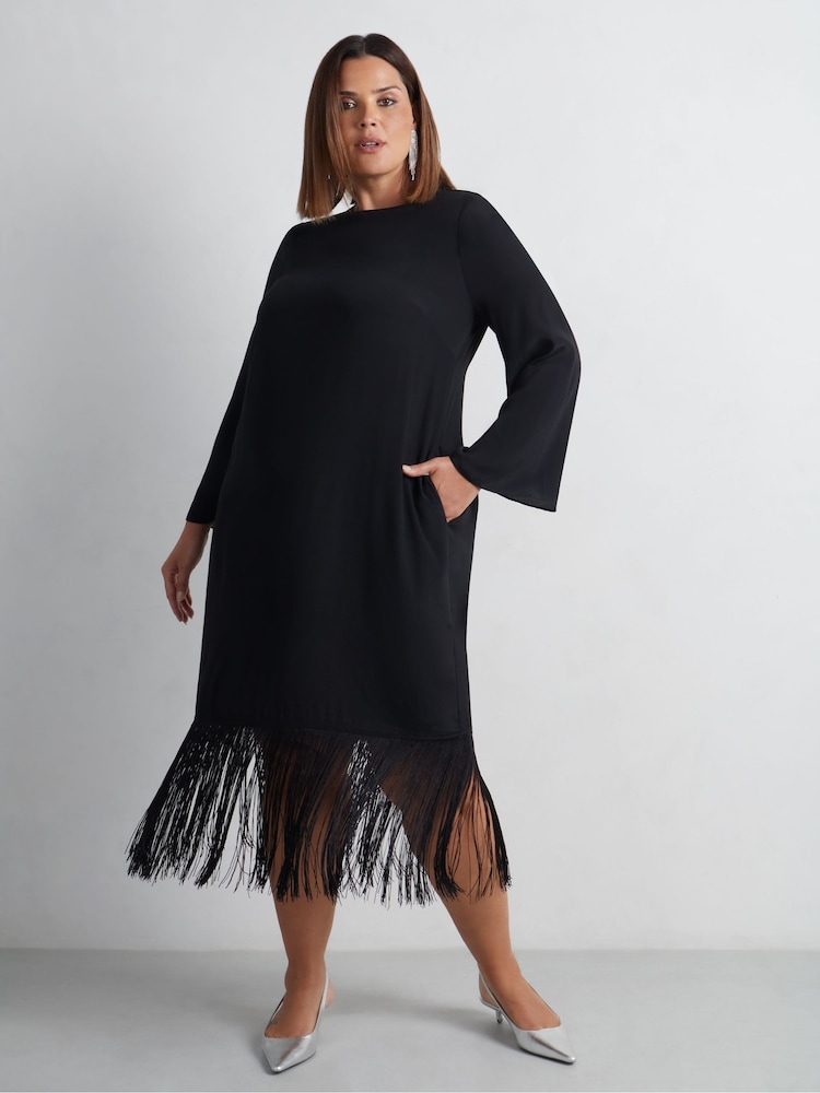 Live Unlimited Curve Midaxi-Kleid mit Fransen - Bild 2 von 6