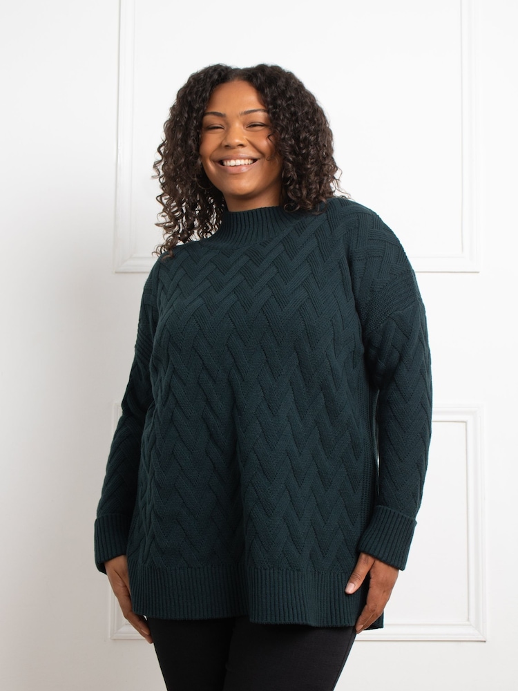 Live Unlimited Green Textured Knit Jumper - Image 5 of 5