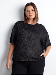 Live Unlimited Black Curve Sparkle Jersey T-Shirt - Image 1 of 4