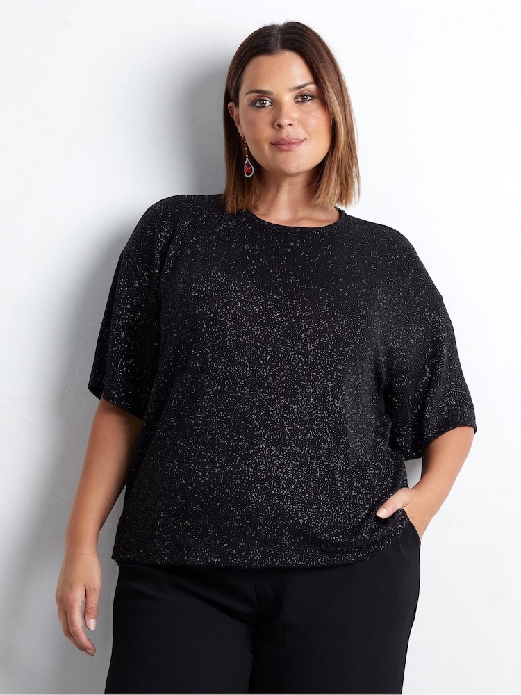 Live Unlimited Black Curve Sparkle Jersey T-Shirt - Image 1 of 4