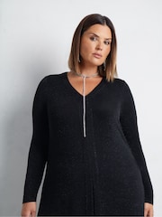 Live Unlimited Black Curve Sparkle Split Front Tunic - Image 3 of 5