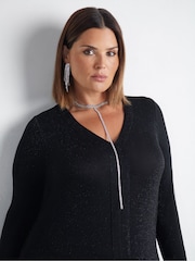 Live Unlimited Black Curve Sparkle Split Front Tunic - Image 4 of 5
