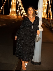 Live Unlimited Black Curve Jersey Sparkle Wrap Dress - Image 2 of 4