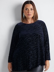Live Unlimited Blue Curve Zebra Burnout Asymmetric Top - Image 1 of 5