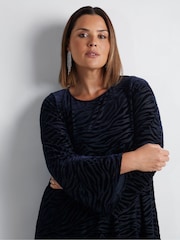 Live Unlimited Blue Curve Zebra Burnout Asymmetric Top - Image 3 of 5