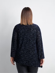 Live Unlimited Blue Curve Zebra Burnout Asymmetric Top - Image 5 of 5