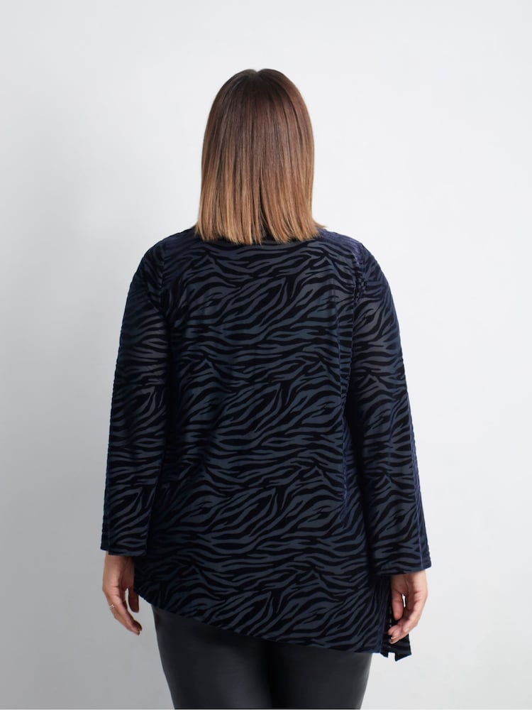 Live Unlimited Blue Curve Zebra Burnout Asymmetric Top - Image 5 of 5