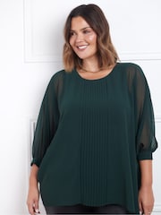 Live Unlimited Green Curve Pleat Front Top - Image 1 of 4