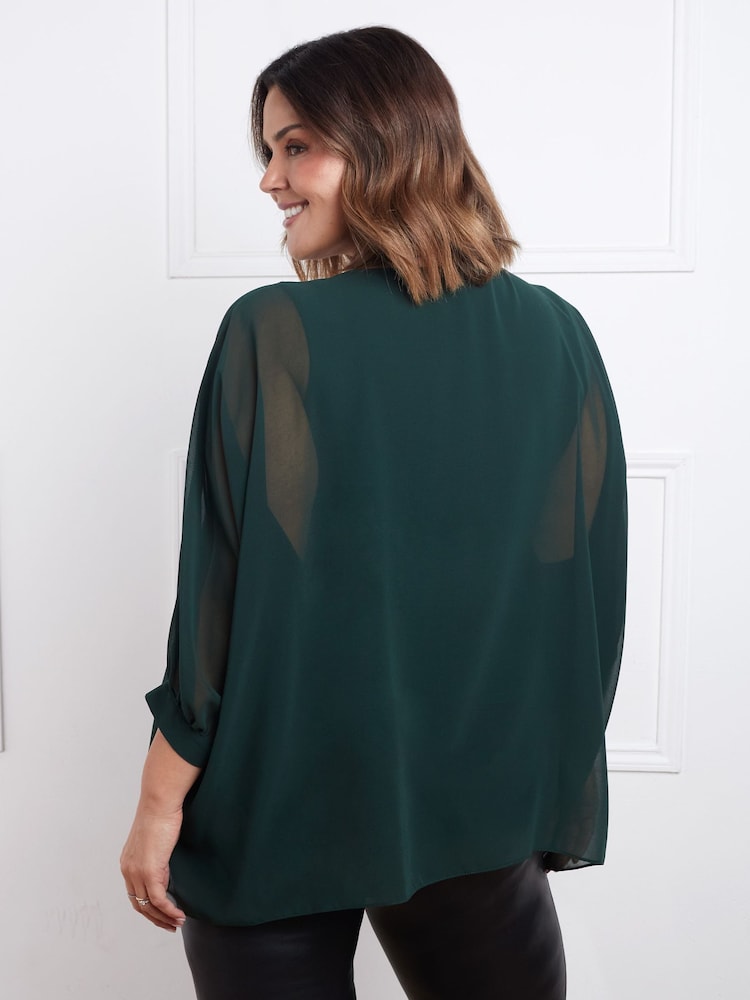 Live Unlimited Green Curve Pleat Front Top - Image 2 of 4 Live Unlimited Green Curve Pleat Front Top - Image 2 of 4