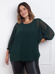Live Unlimited Green Curve Pleat Front Top - Image 3 of 4