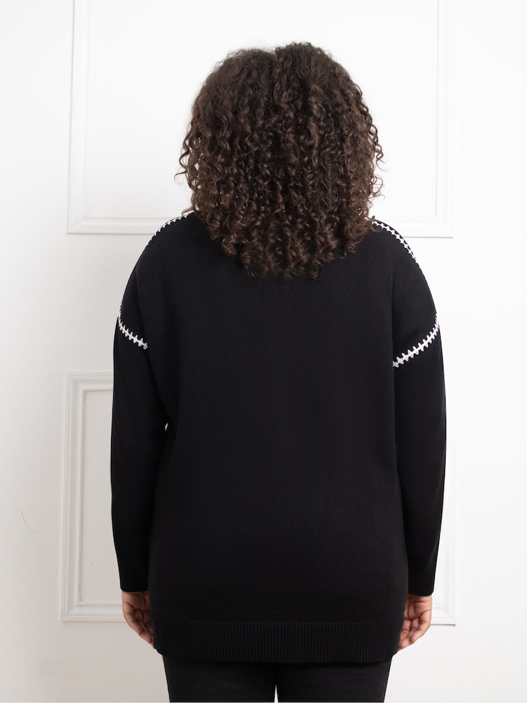 Live Unlimited Black Contrast Stitch Jumper - Image 6 of 6 Live Unlimited Black Contrast Stitch Jumper - Image 6 of 6