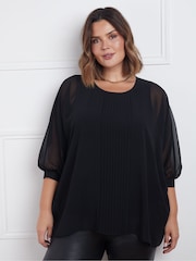 Live Unlimited Black Pleat Front Top - Image 1 of 5