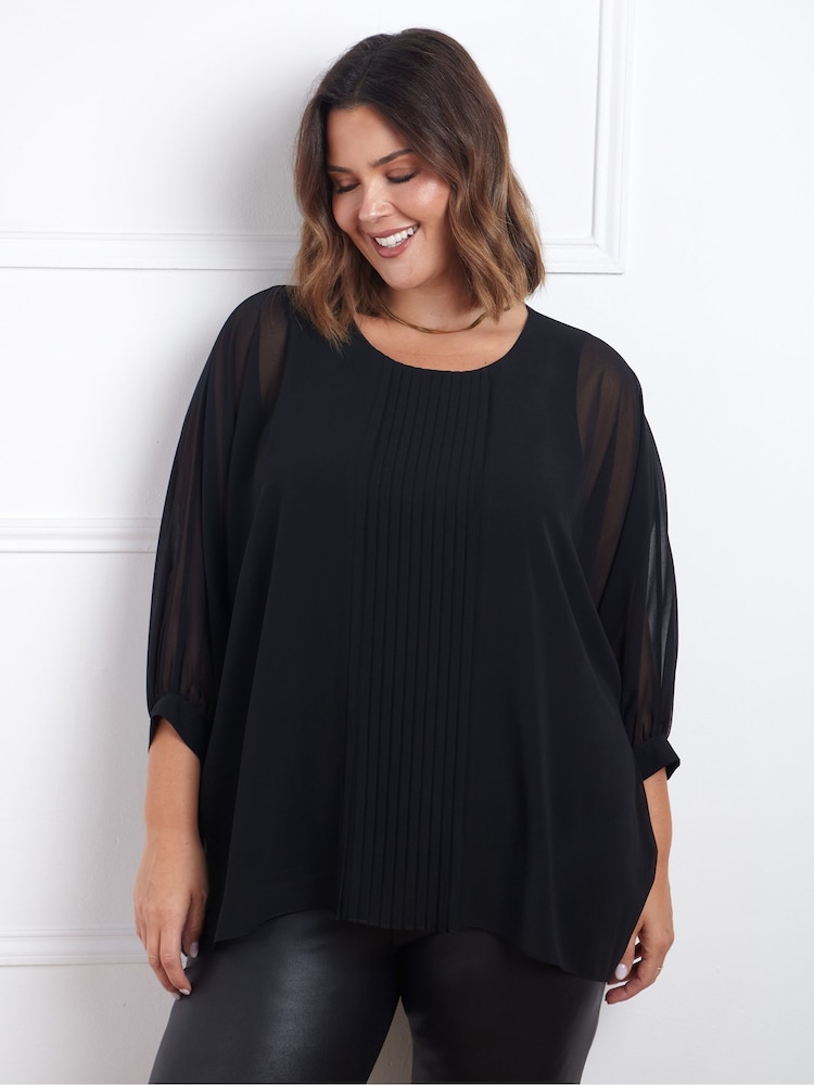 Live Unlimited Black Pleat Front Top - Image 2 of 5