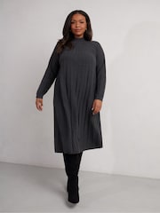 Live Unlimited Grey Rib Knitted Midi Dress - Image 3 of 4