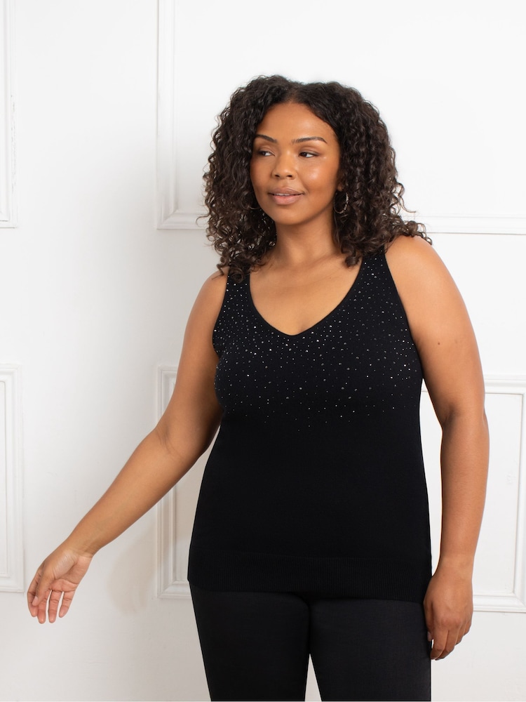 Live Unlimited Black Stud Knitted Vest - Image 1 of 5