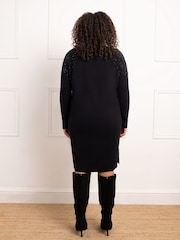 Live Unlimited Black Stud V-Neck Jumper Dress - Image 5 of 5