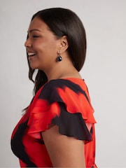 Live Unlimited Red Petite Floral Ruffle Shoulder Maxi Dress - Image 5 of 8