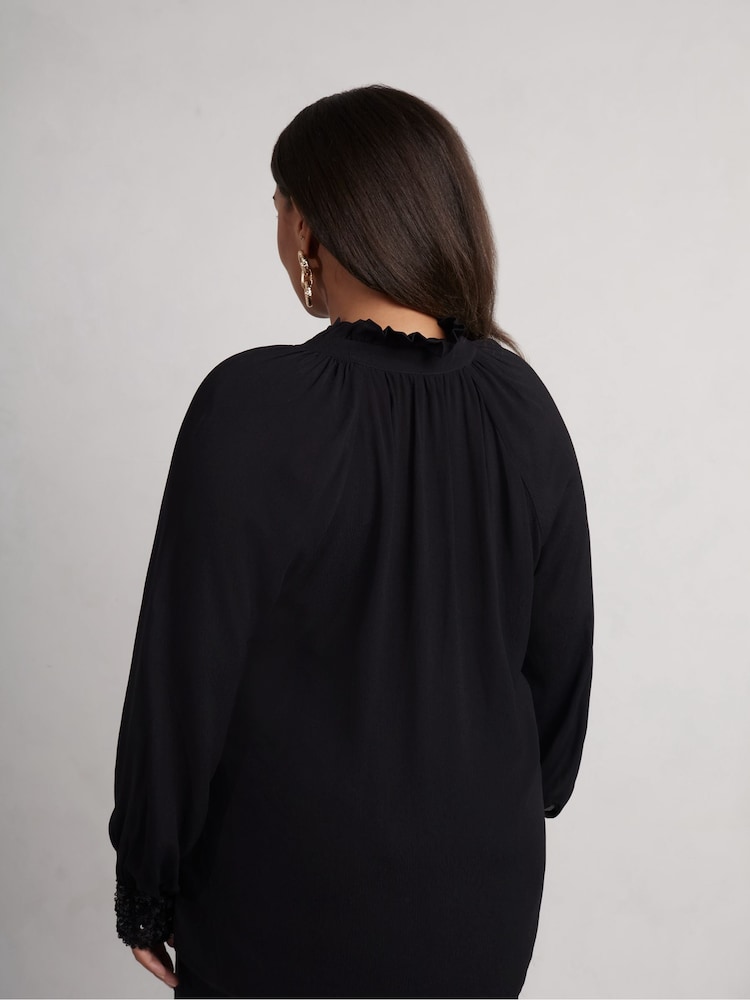 Live Unlimited Black Long Sleeve Sequin Cuff Blouse - Image 2 of 5