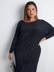 Live Unlimited Blue Sparkle Jersey Midi Dress - Image 2 of 5