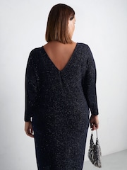 Live Unlimited Blue Sparkle Jersey Midi Dress - Image 3 of 5