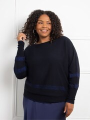 Live Unlimited Blue Metallic Stripe Jumper - Image 1 of 3