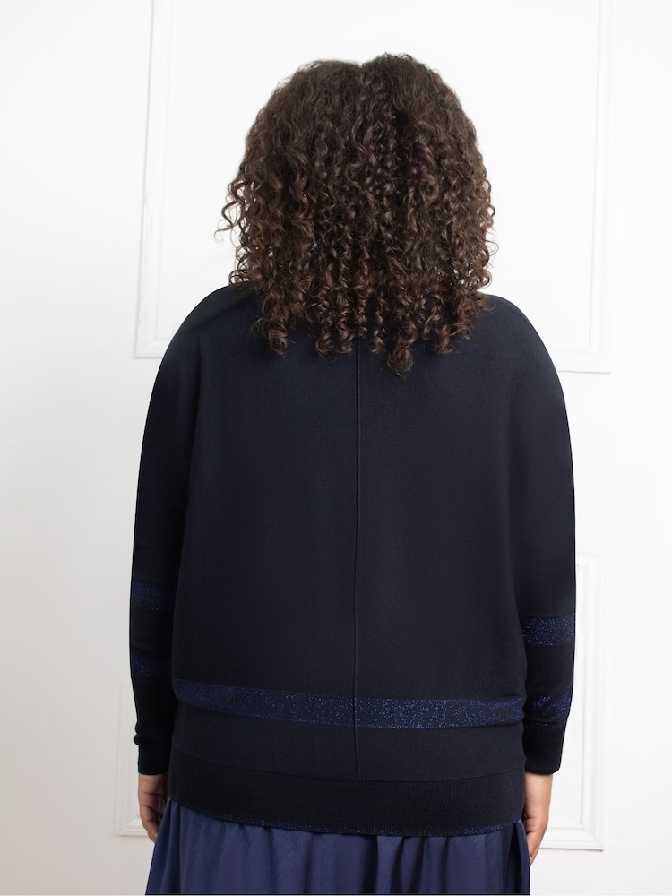 Live Unlimited Blue Metallic Stripe Jumper - Image 3 of 3