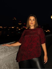 Live Unlimited Red Leopard Print Asymmetric Top - Image 2 of 6