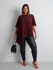 Live Unlimited Red Leopard Print Asymmetric Top - Image 3 of 6