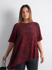 Live Unlimited Red Leopard Print Asymmetric Top - Image 4 of 6