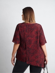 Live Unlimited Red Leopard Print Asymmetric Top - Image 5 of 6