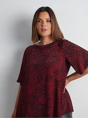 Live Unlimited Red Leopard Print Asymmetric Top - Image 6 of 6