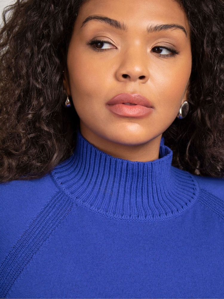 Live Unlimited Blue Mock Neck Jumper - Image 2 of 8