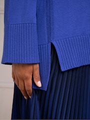 Live Unlimited Blue Mock Neck Jumper - Image 3 of 8
