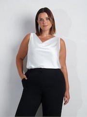 Live Unlimited White Satin Cowl Neck Vest - Image 1 of 6