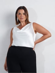 Live Unlimited White Satin Cowl Neck Vest - Image 4 of 6