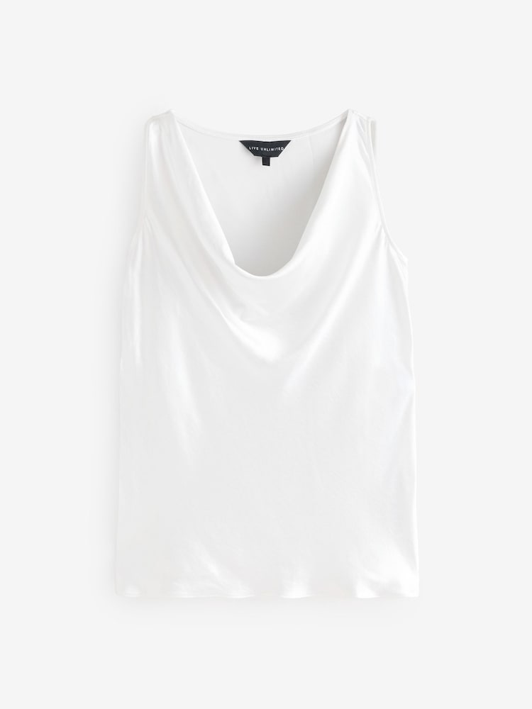 Live Unlimited White Satin Cowl Neck Vest - Image 6 of 6