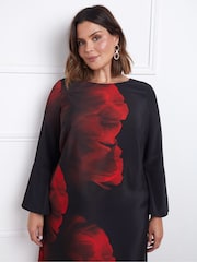 Live Unlimited Black Floral Print Flared Sleeve Midaxi Dress - Image 3 of 8
