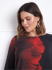 Live Unlimited Black Floral Print Flared Sleeve Midaxi Dress - Image 4 of 8