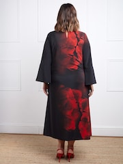 Live Unlimited Black Floral Print Flared Sleeve Midaxi Dress - Image 5 of 8