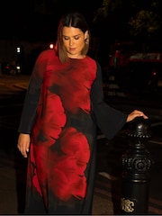 Live Unlimited Black Floral Print Flared Sleeve Midaxi Dress - Image 8 of 8