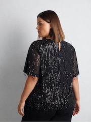 Live Unlimited Black Fringed Sequin Top - Image 2 of 5